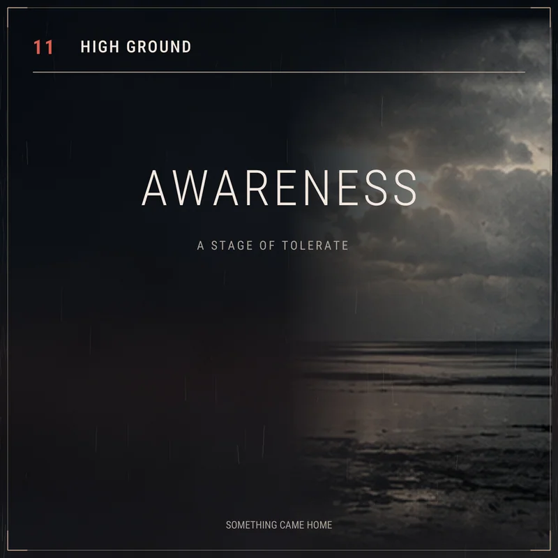 Title card for track 11, High Ground: Awareness, a stage of Tolerate. This sheet has no lyrics.